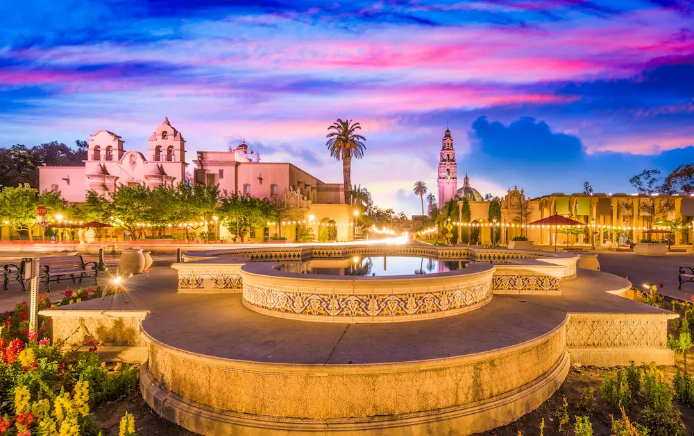 Balboa Park in San Diego captured at night